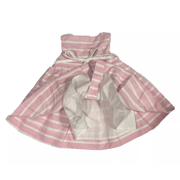 Florence Eiseman Pink And White Stripe Bow Embellished Lined Dress 2T - Picture 3 of 5